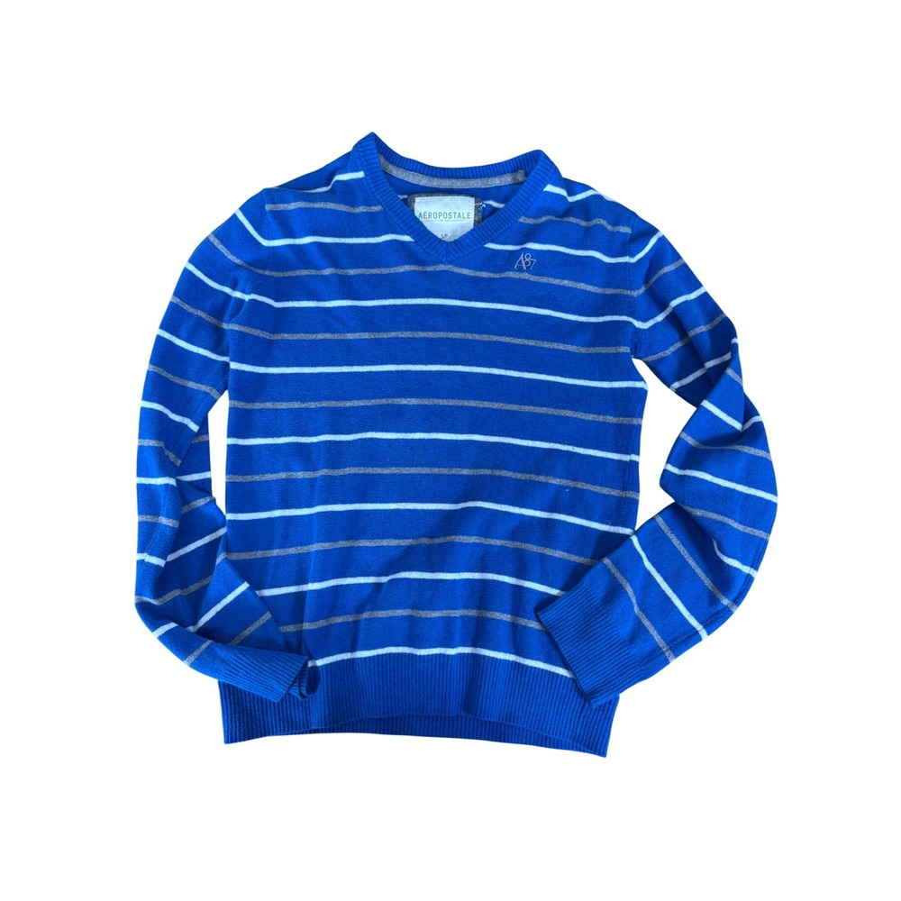 Aeropostale A87 blue striped sweater cotton wool preppy‎ academia collegiate